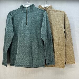 Gap Pullover Sweater Men's S Green and Brown 1/4 Zip Long Sleeve Set of Two
